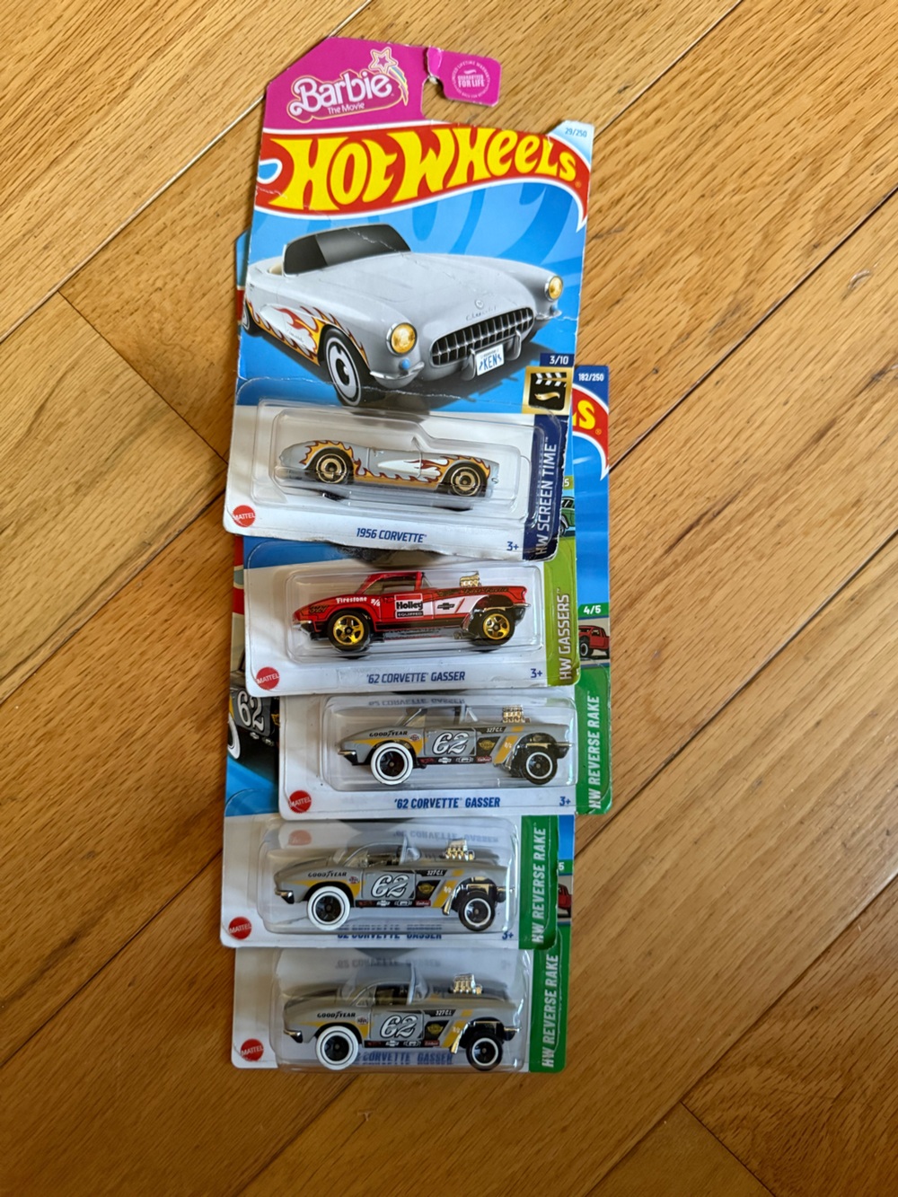 Assorted hot wheels die-Cast Cars - Red and Silver Pack corvette lot with Barbie
